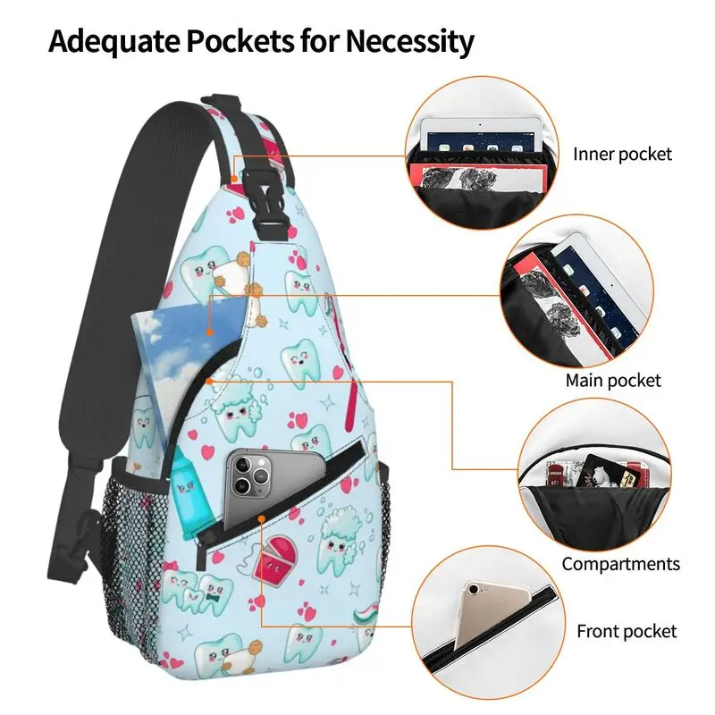 مخصص الأسنان طبيب الأسنان Crossbody حقيبة ظهر ذات حمالة الرجال طب الأسنان حقائب الكتف الصدر للمشي لمسافات طويلة