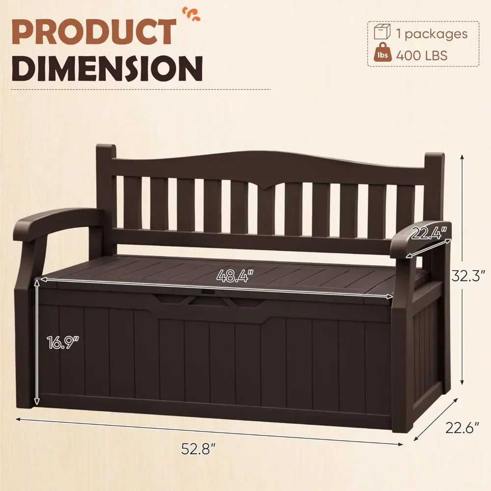 "80 Gallon Resin Storage Bench - Outdoor Deck Box w/ Armrests, Lockable & Waterproof for Patio, Pool & Garden"