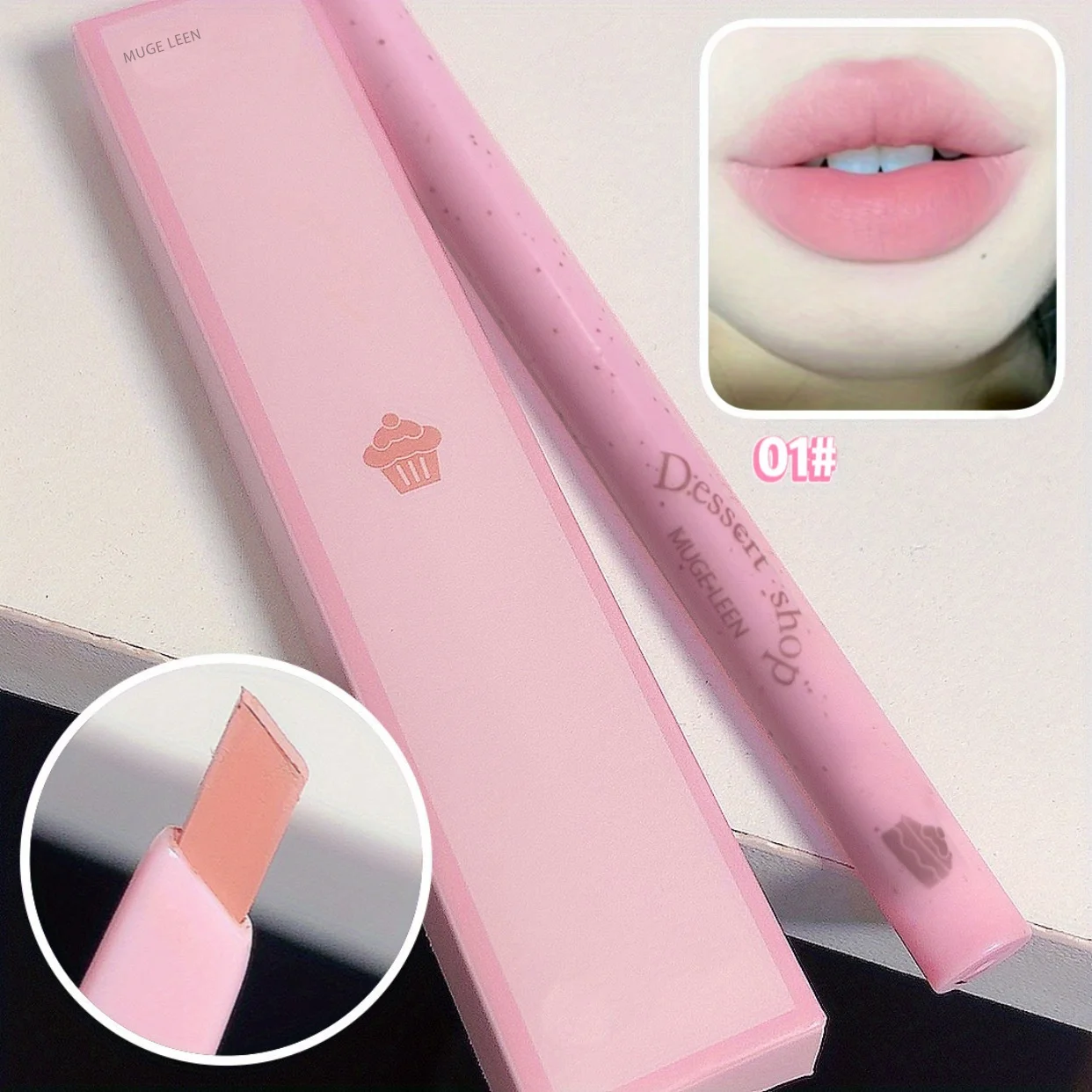 Słodki deserowy konturówka do ust, automatyczne obrotowe napięcie, wodoodporna, długotrwała, nieblaknąca, konturująca kształt ust.