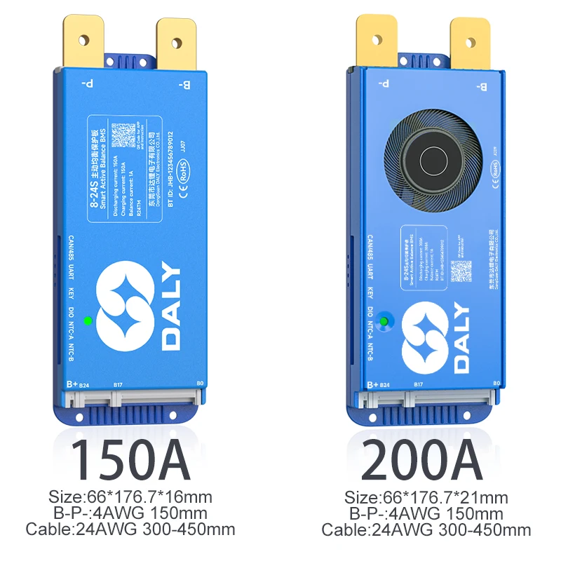 DALY 100Balance BMS 12V 24V 48V 150A 200A نظام إدارة البطارية الذكي مع تطبيق بلوتوث حماية الشحن الزائد للطاقة الشمسية/EV