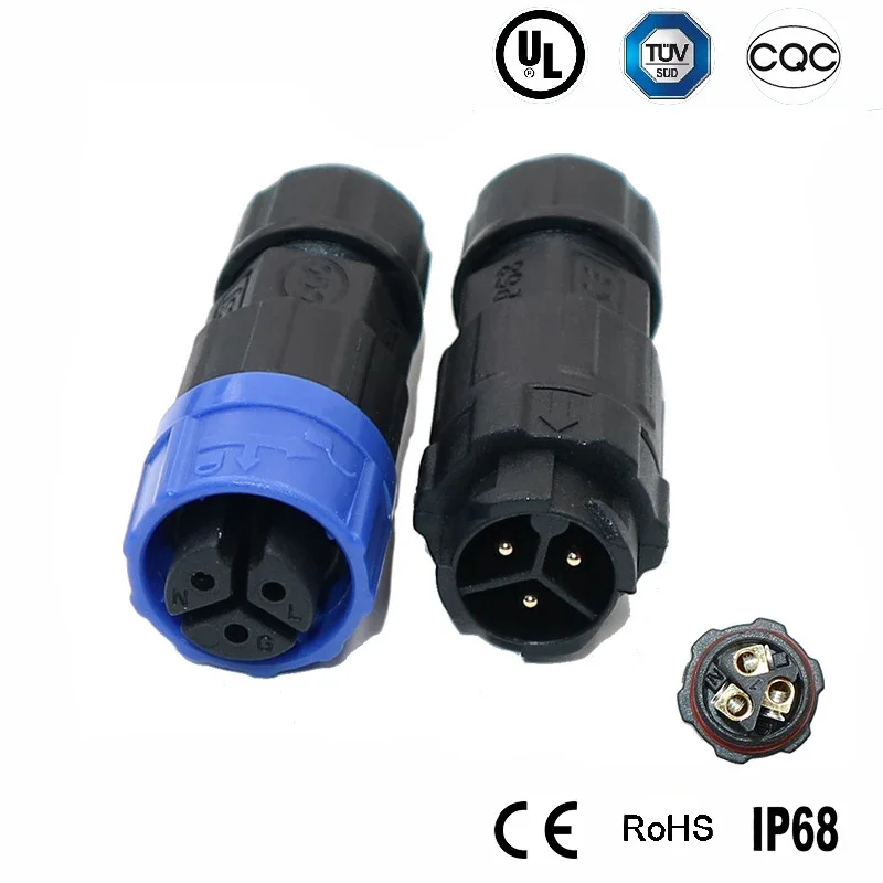 M16 Self-locking Waterproof Cable Connector IP68 2 3 4 Pin Male Female Plug Assembly Quick Lock Screw/Welding Connector Joint