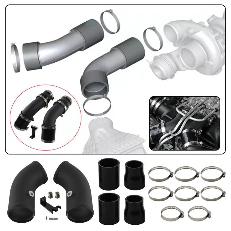 Cooling Intake Charge Pipe Hose Kit  For BMW M5/M6 F10 F06 F12 F13 S63 Engine M Power V8 4.4L Turbocharged 2013-2018 Black