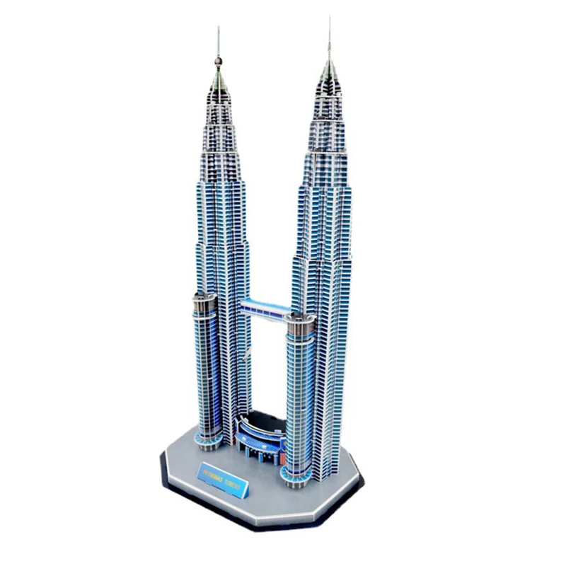 Petronas Twin Towers 3D Paper Puzzle Building Model Toy Malaysia Kuala Lumpur World\'s Great Architecture Boy Girl Travel Gift