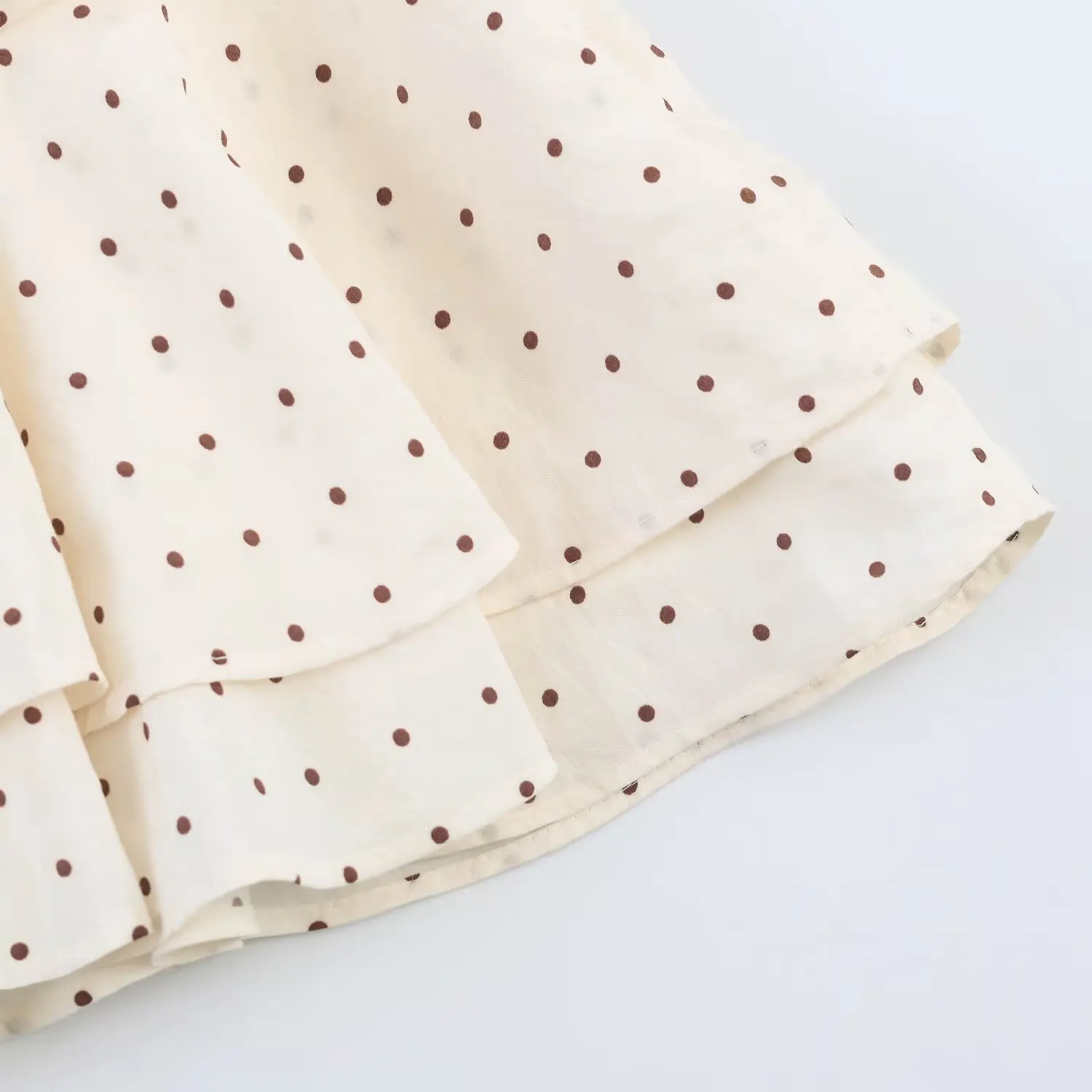 BSAY Neuer Beiger Gepunkteter Skort für Damen, Hochgeschnittener Plissierter Rüschen-Minirock, Sommerliche Lässige Strandshorts mit Futter – Detail 10
