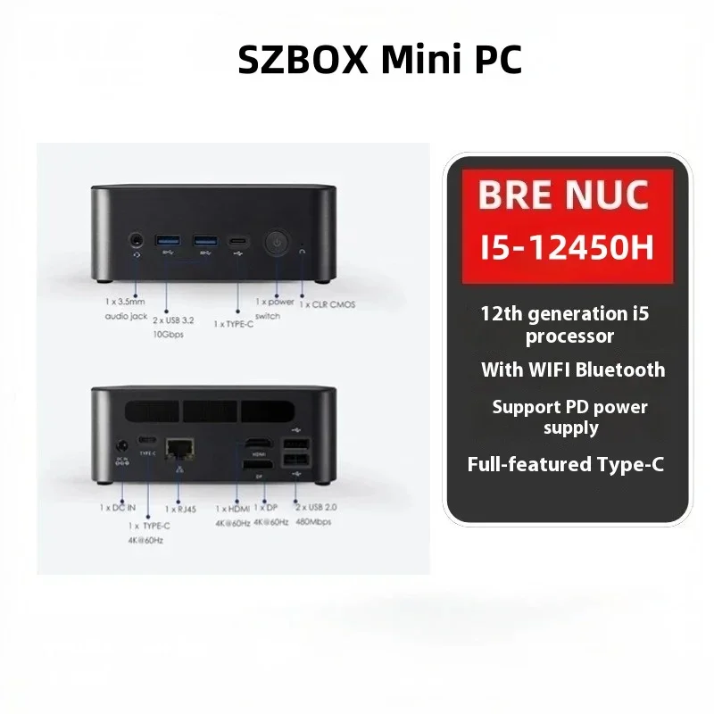 SZBOX i5-12450H/i5-13500HX Mini PC DDR4 3200MHz NVMe PCIe3.0