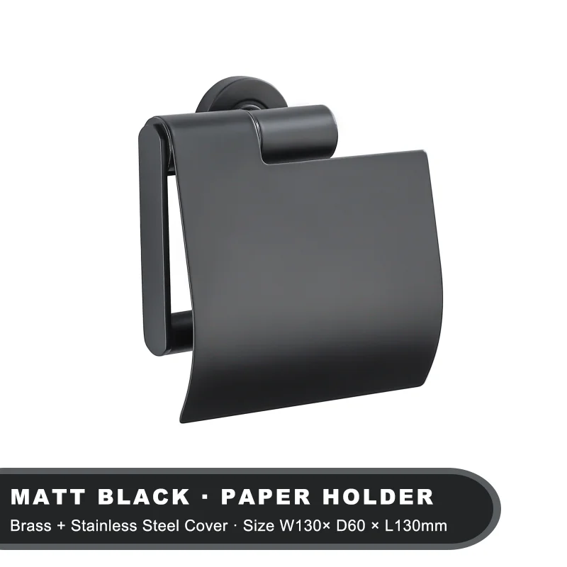 Black Stainless steel Toilet Paper Holder With Cover Waterproof Bathroom Tissue Storager Roll Holder Wall Mounted