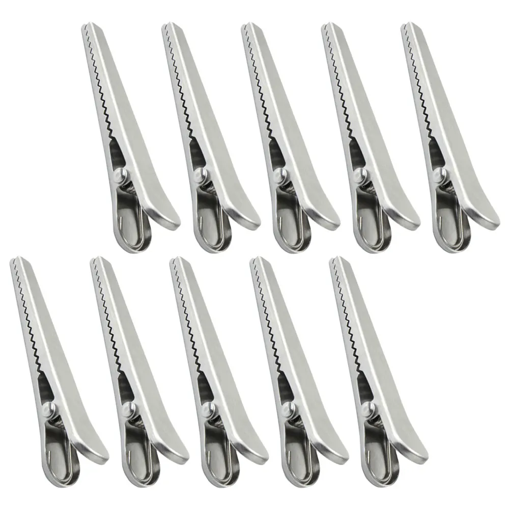 

10 Pcs Bag Clips Fresh-keeping Stainless Steel Sealing for Food Chips Silver Storage Closure