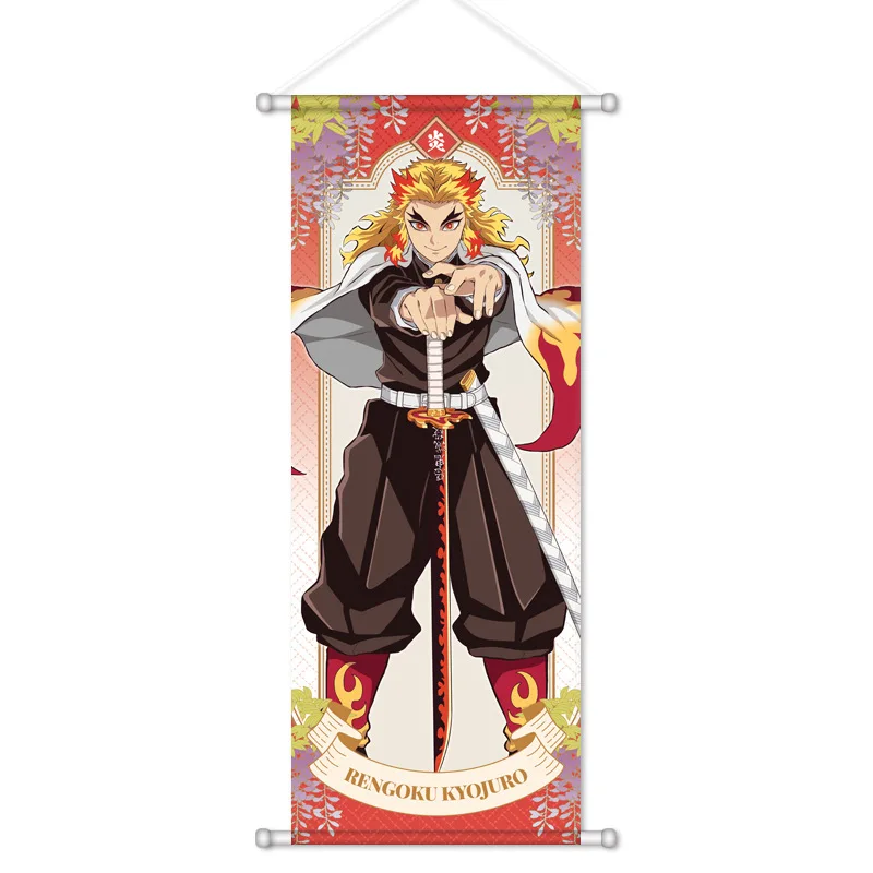 Dämonentöter Anime periphere hängende Malerei Seidenposter Tanjiro Nezuko Giyuu Mitsuri Love Scroll 2D Dekoration 72x28cm – Detail 8