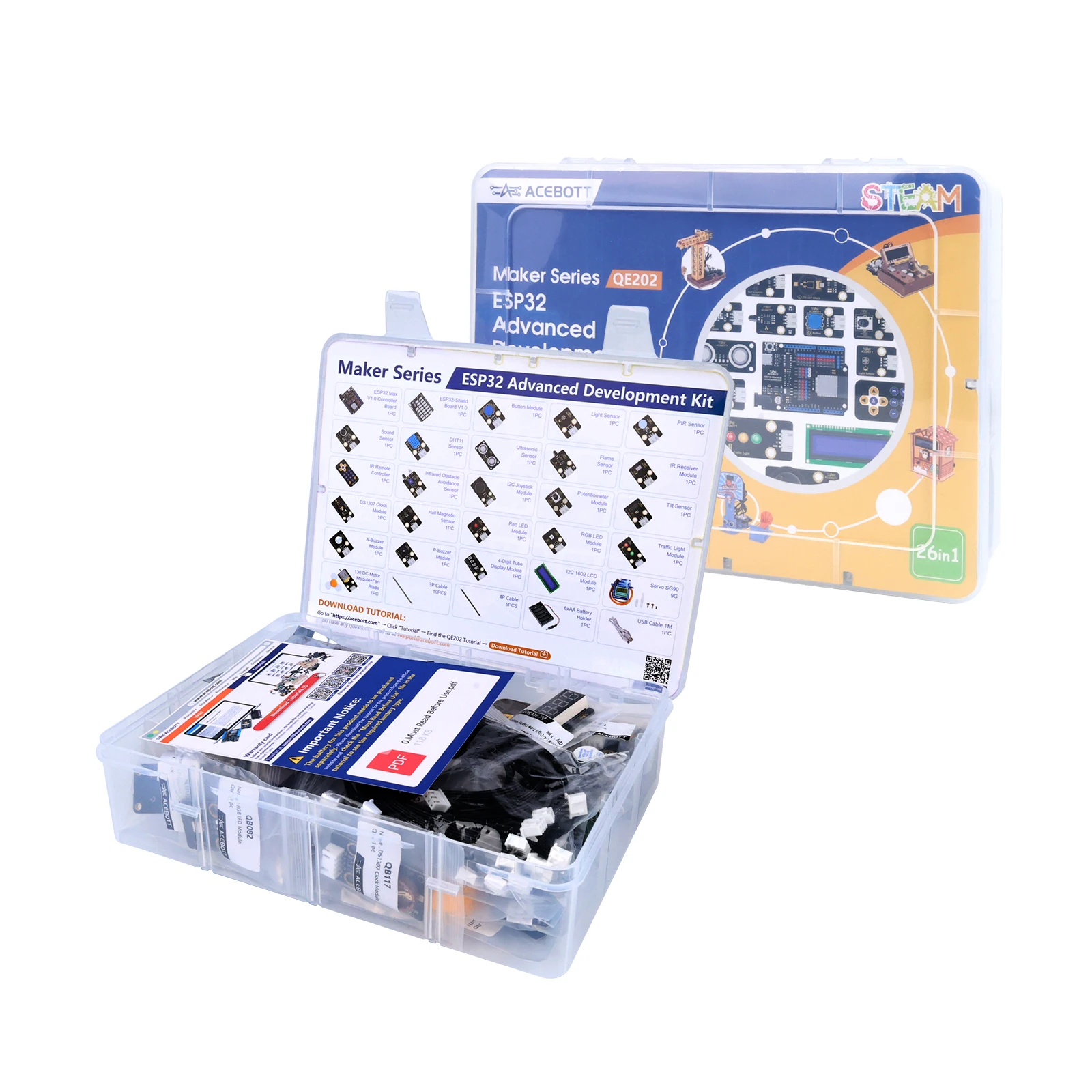 

Sensor Modules Kit ESP32 Electronics Starter Kit for Arduino IDE Scratch Python Online Tutorial Development Board WiFi IoT ESP32
