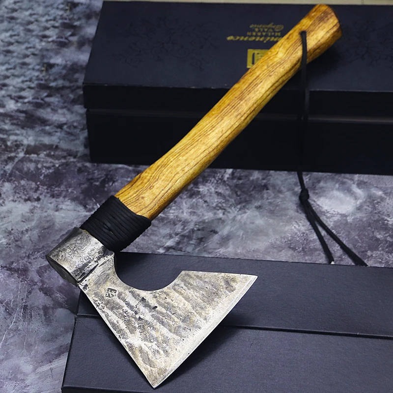 Hand forged high carbon steel axe for outdoor woodworking chop wood and mountain axe for camping and tree cutting for farm use