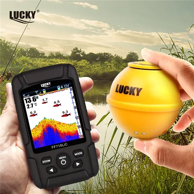 LUCKY Portable Fish Finder 45M Depth 125Khz Wireless Sonar Sensor Echo Fishing Sounder 100M Range For Lake Fishing Sea Fishing