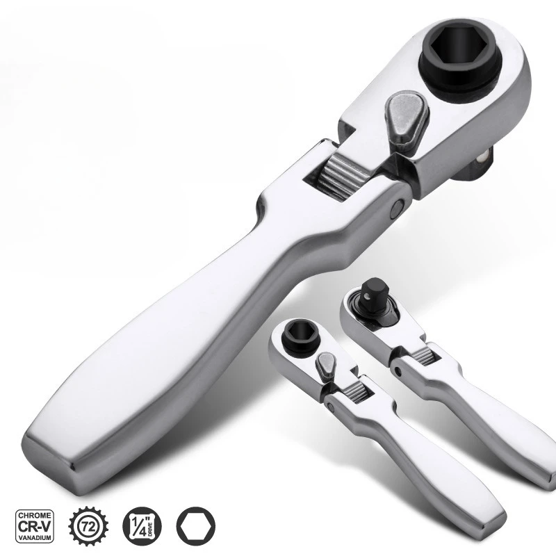 

2-in-1 Fast Rotatable Mini Ratchet Wrench 1/4 Socket Wrench Rod Ratchet Dual Head Screwdriver Quick panner Tool