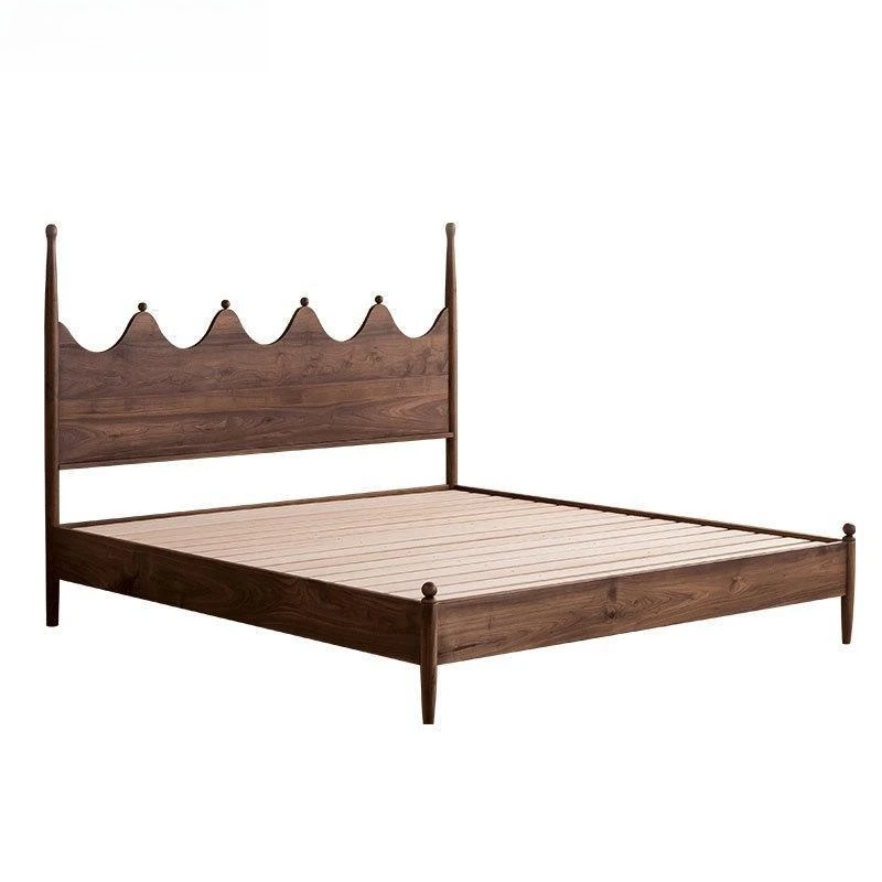all solid wood Japanese minimalist retro style, black walnut creative solid wood bed double American retro personalized bed