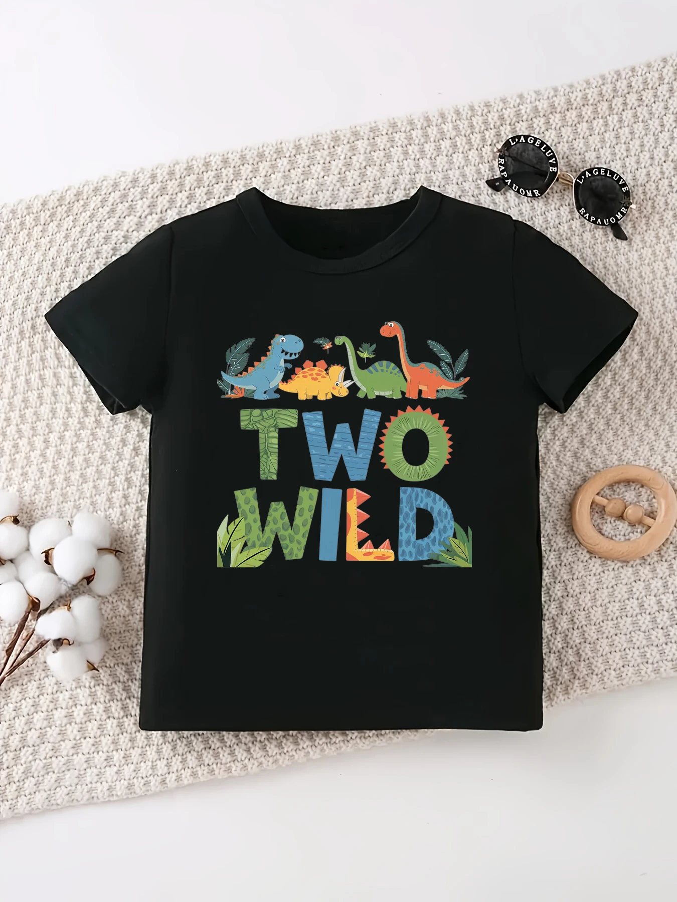 

Custom Name Two Wild Dinosaurs Printed T Shirt Girls/Boys 2nd Birthday Gift T-Shirt Kawaii Kids Clothes