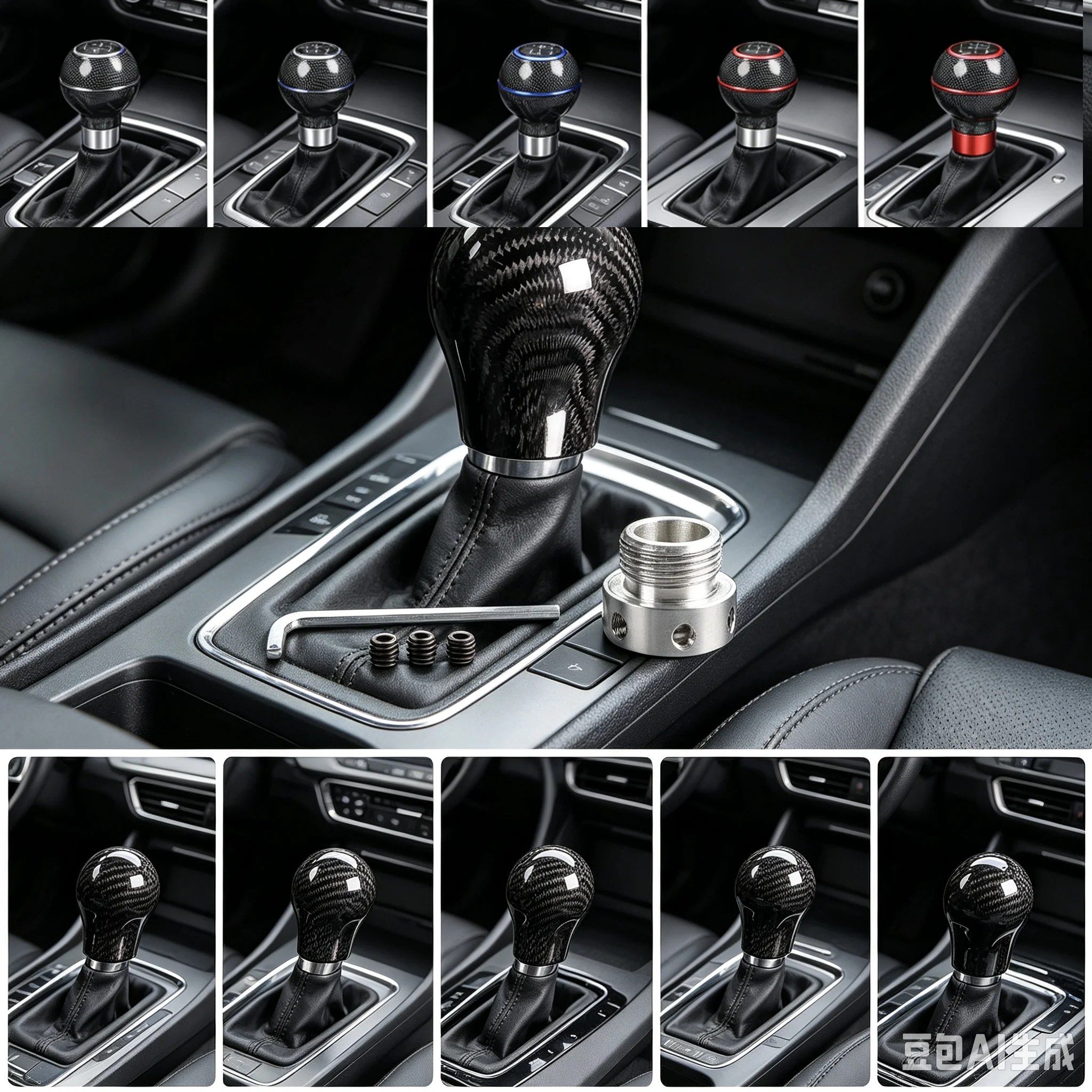 Car Real Carbon Fiber Gear Shift knob Manual Transmission Shifter Lever Knob Round Ball Shape Handle Knobs