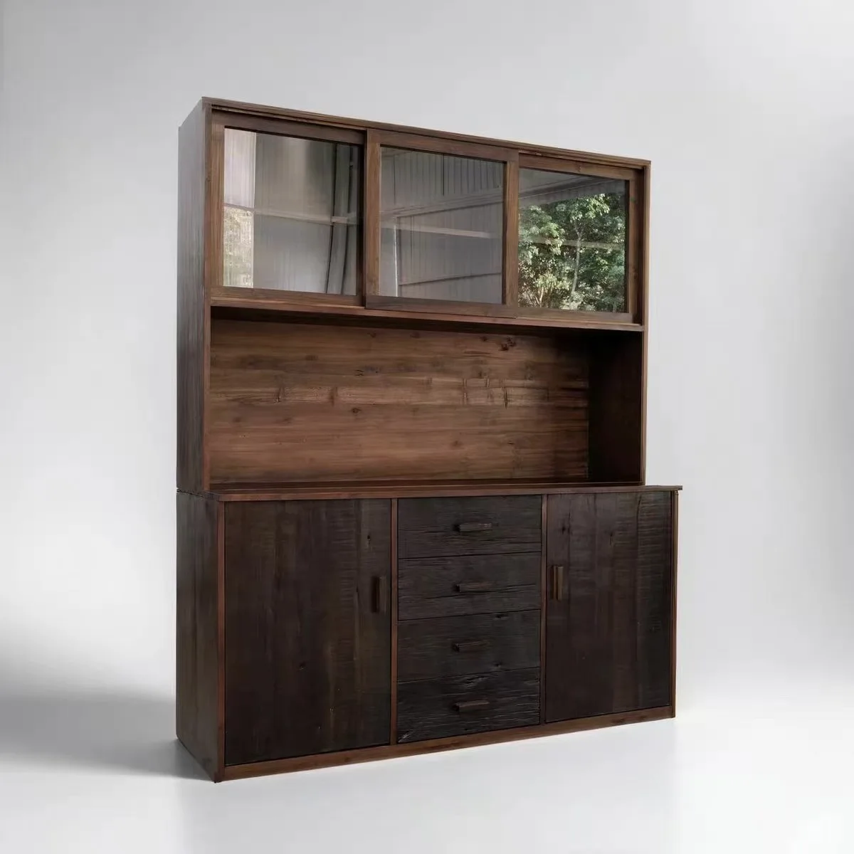 

Wabi **** Wind Old Elm Side Cabinet Solid Wood Retro Storage Cabinet Restaurant Glass Wine Cabinet Zen Large Locker