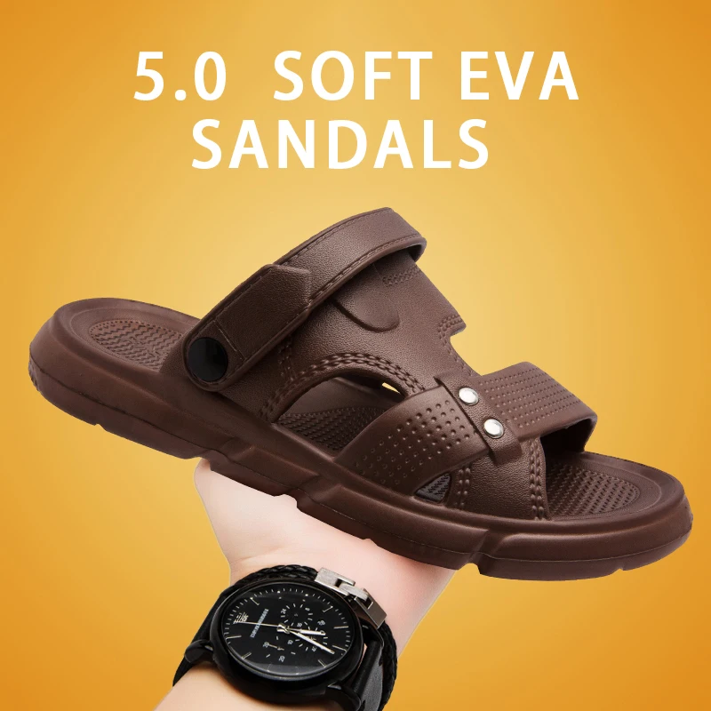

Men Sandals Summer Soft Comfort Shoes Lightweight EVA Waterproof 2 Uses Beach Sandals Slippers Slip-On Cheap Sandals For Men