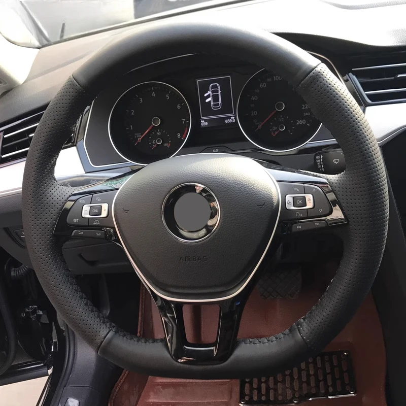 

For Volkswagen Golf 7 Mk7 2012-2020 VW T-Cross 2018-2025 Customize Hand Sewing Microfiber Leather Steering Wheel Cover Protector