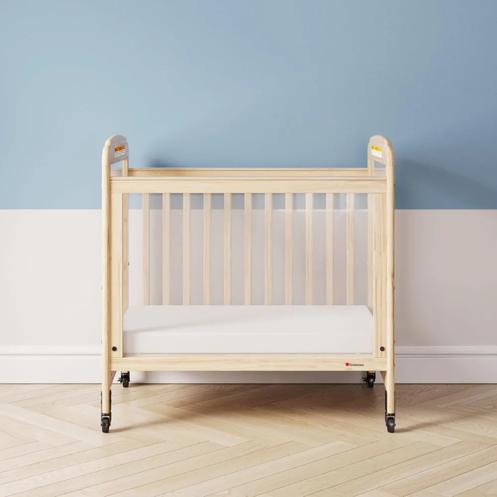 Serenity 3-Panel Clearview Compact Crib, Sisi Tetap, Kayu Alami