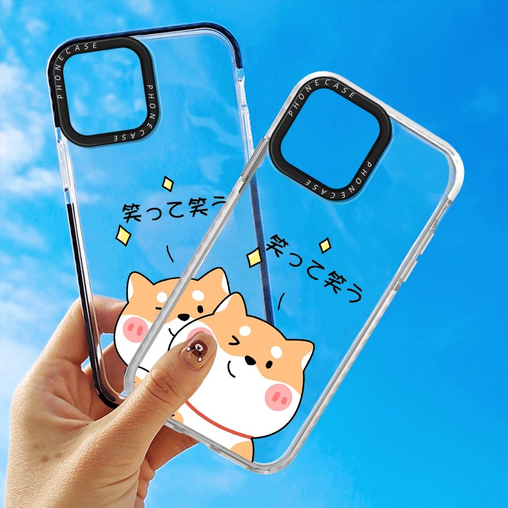 Cute Akita Dog Phone Case for iPhone 14 13 Pro Max Mini XR XSMax 7 8 Plus SE 12 11  Soft TPU Transparent Protection Back Cover