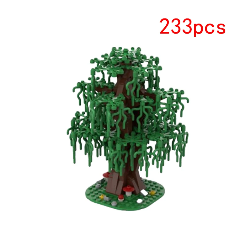 Spot MOC small particle assembly building blocks plant willow small green tree swamp tree house park decoration toy model