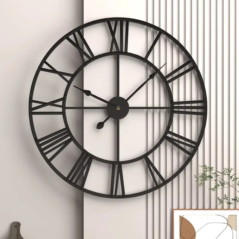 

45Cm Vintage Style Metal Clock Roman Numerals 18 Inches Vintage Gold Art Decorative Wholesale Metal Decorative Wall Clock