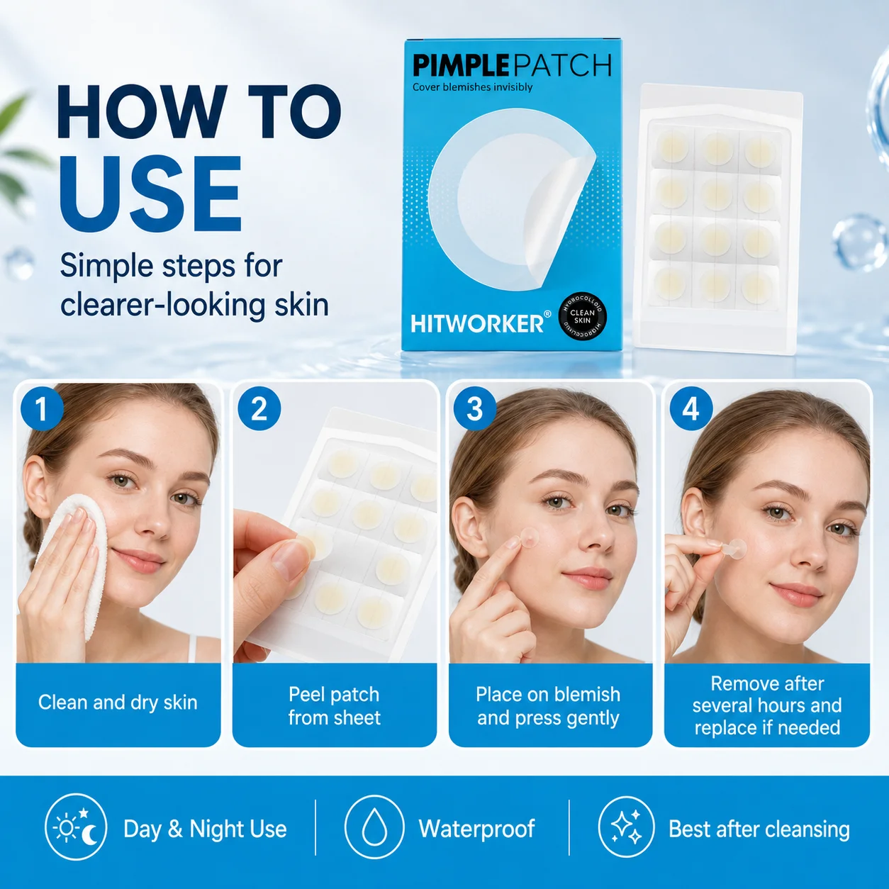 12/24/36PCS Tea Tree Essential Oil Hydrogel Anti acne Patch, suitable for all skin types view 5