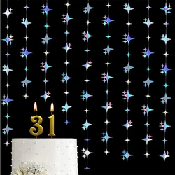 Star Party Decoration Iridescent Party Supplies Holographic Twinkle Little Star Garlands Hanging Prom Disco Birthday Party Decor