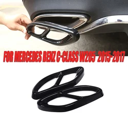 2pcs Car Part For Mercedes Benz GLC C E-Class C207 Coupe 2014-2017 W212 W213 W205 X253 C180 C200 Gloss Black Steel Exhaust Trims