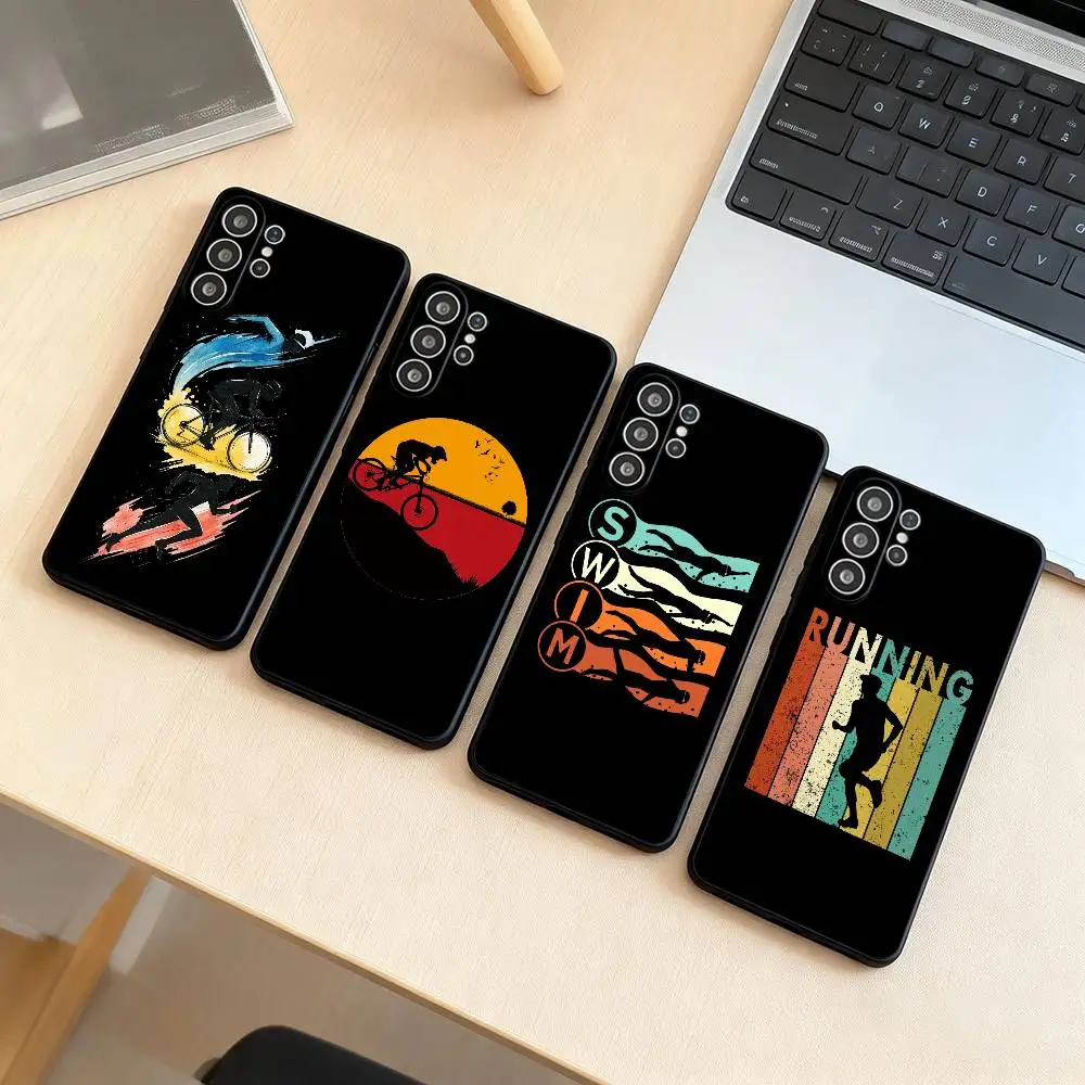 

Triathlon Swim Bike Run Tri Life Phone Case For Samsung S25,S24,S21,S22,S23,S30,Ultra,S20,Plus,Fe,Lite,Note,10,Black Cover