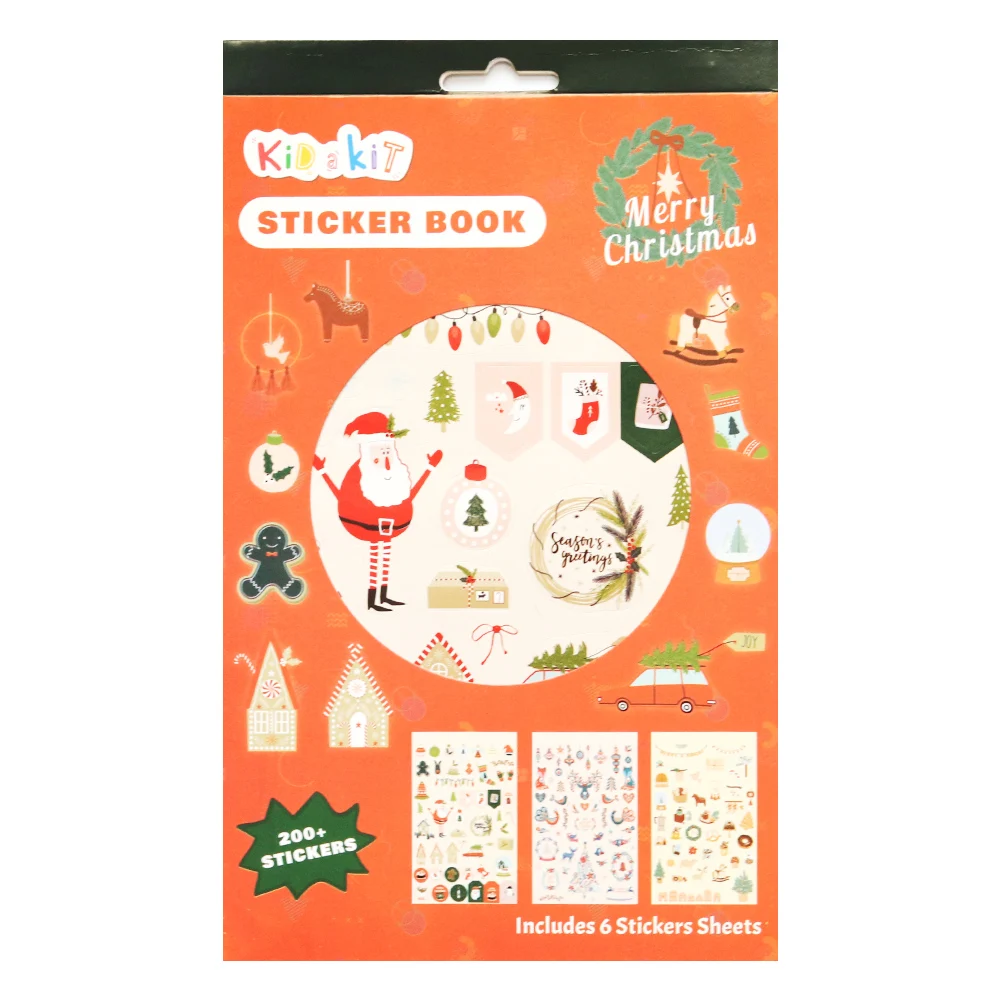 Creative Path 200pcs Adhesive Scrapbooking Christmas Stickers 6 Sheets Merry Christmas Sticker Book For Journaling Card Making