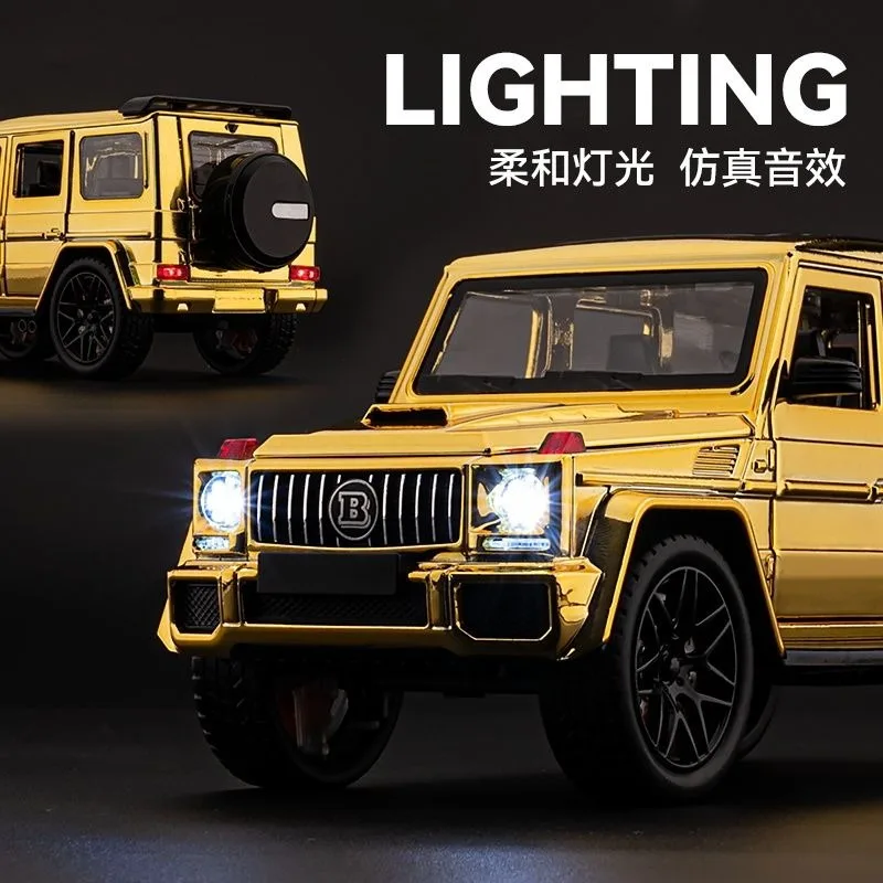 1:24 Scale Brabus G63 Diecast Model Six Open Doors Shock Proof Steering Function Light Sound Pull Back Tabletop Decor Gift