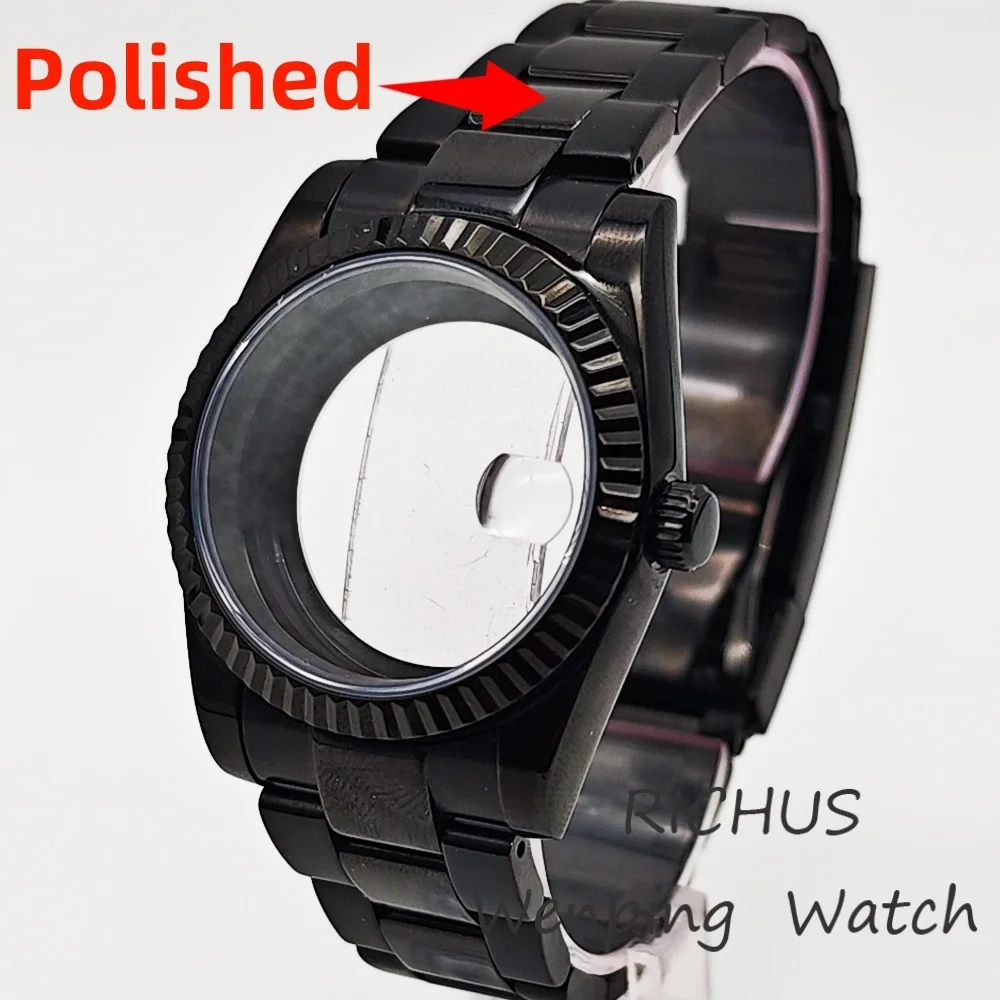 

36mm/39mm Black Polished Case Sapphire Glass Fit NH35 NH36 ETA2824 PT5000 Miyota8215 DG2813 Movement Watch Accessories
