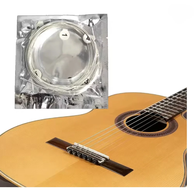 6Pcs Classical Guitar Strings Set Plating Super Light Classic Guitar Clear Nylon Silver Strings Silver Plated Copper