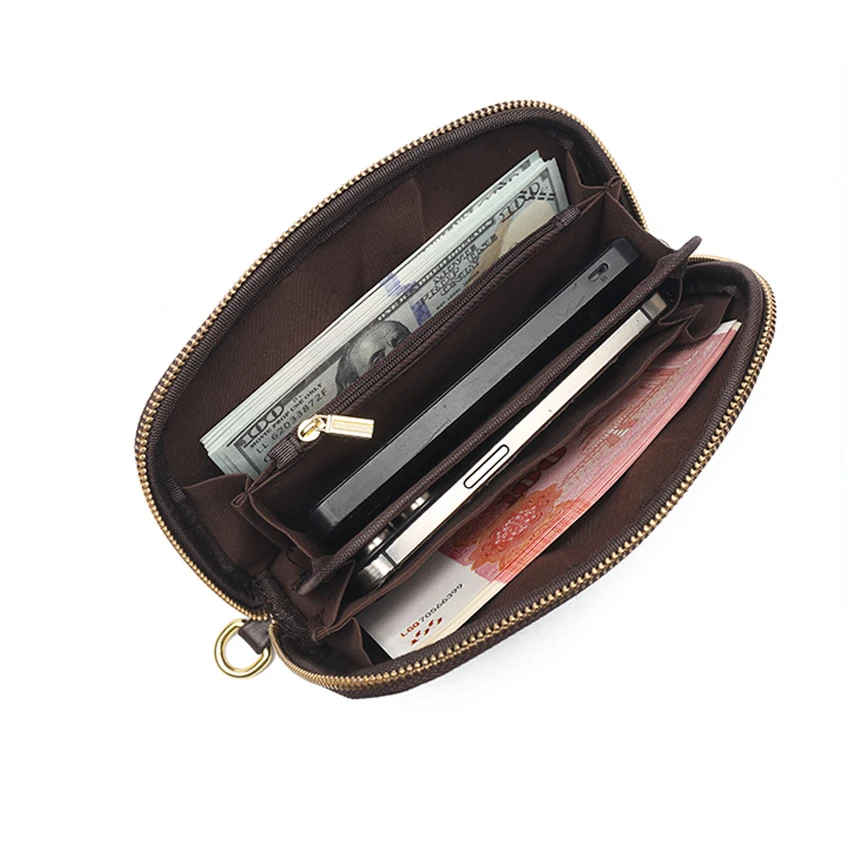 Luxury Designer Wallet Women Retro Wrist Bag Multi-layer Long Wallet Hand Polished Fish Pocket Mobile Phone Coin Purse Monedero