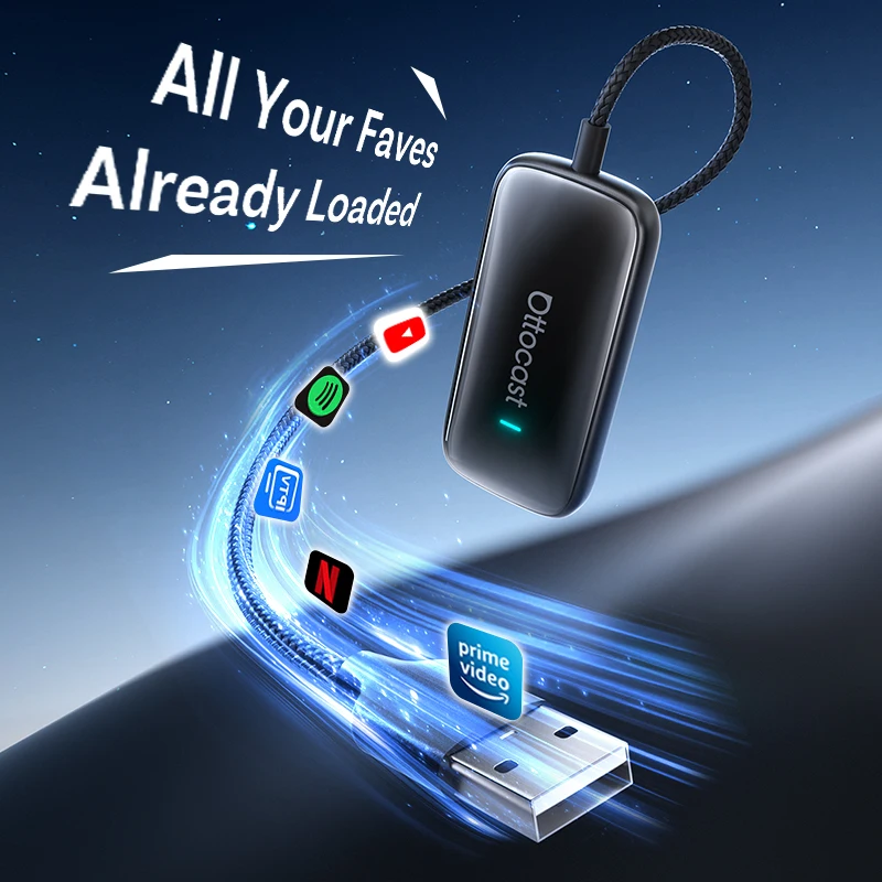 오토캐스트 플레이2비디오 울트라 미니 도트 WiFi6 AI 박스 카플레이 어댑터 안드로이드 오토 미디어 플레이어 유튜브 넷플릭스 아우디용 앱 설치