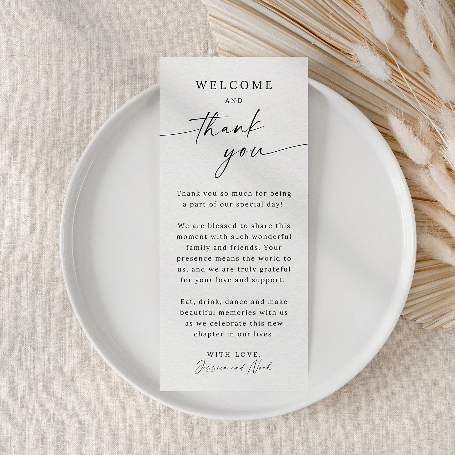 Personalized Table Card Wedding Table Decor Custom Thank You Place Card Minimalist Wedding Invitations Editable Place Setting view 4