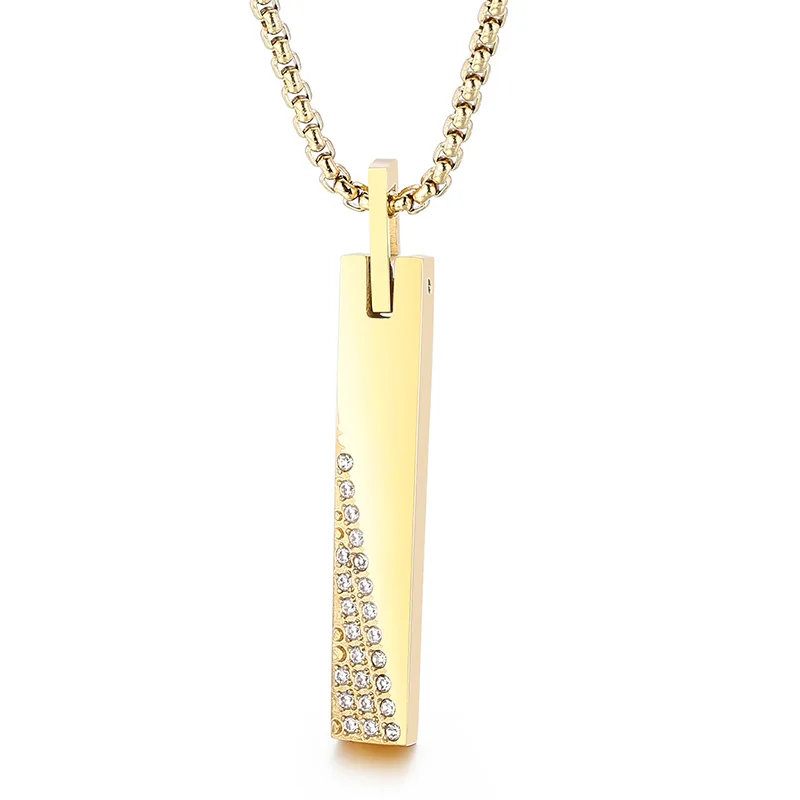 

Hip Hop Gold/Silver Color Pendant Necklace Men Women Stainless Steel Cubic Zircon Charm