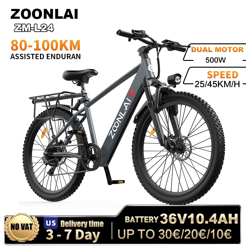 

Electric Bicycle ZOONLAI ZM-L24 500W Motor 36V10.4AH Hidden Battery 24*1.95 Inch E-Bike 7 SPEED GEAR MTB City Electric Bike