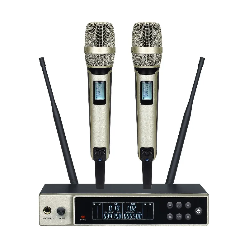 SKM9000 UHF 200 Frequency Conversion Suitable for Church Stage Performance Dual Channel Metal Wireless Handheld Microphone