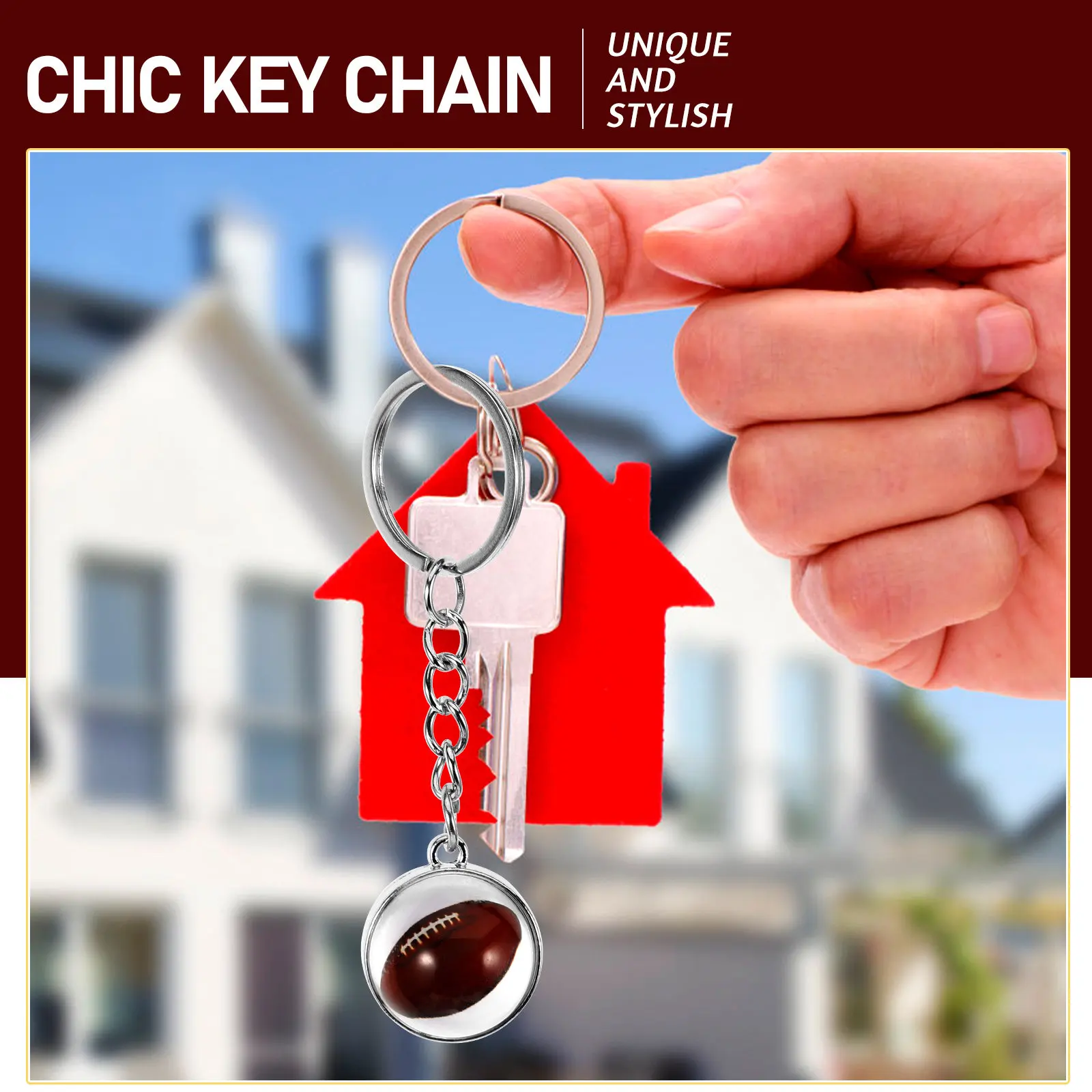 Rugby Ball Keychain Pendant Sport Ball Key Ring Bag Pendant Creative Key Decoration Multi Purpose Sports Theme Keychain Charm