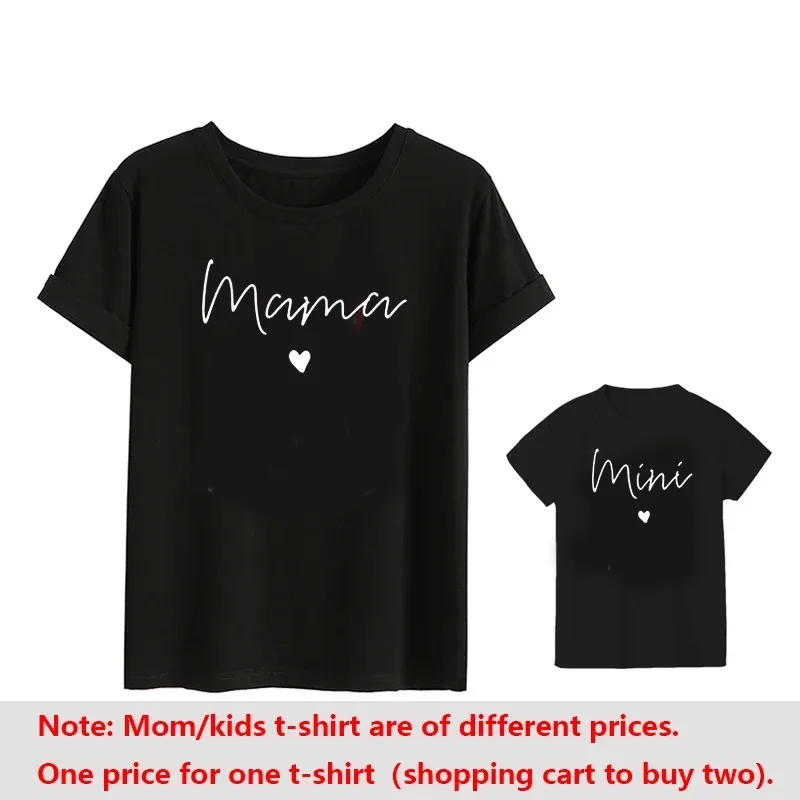 Funny Mama Mini Family Matching Outfits T-shirt Women Besties Mother Daughter Me Tops Girl Mommy Baby Clothes Tee