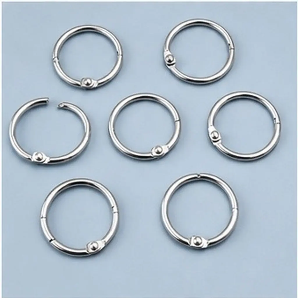 50Pcs 20Mm Heavy Duty Metal Book Circle Binding Rings Snap Open Close Swivel Rivet for Loose Leaf Albums Scrapbooks Memo Files
