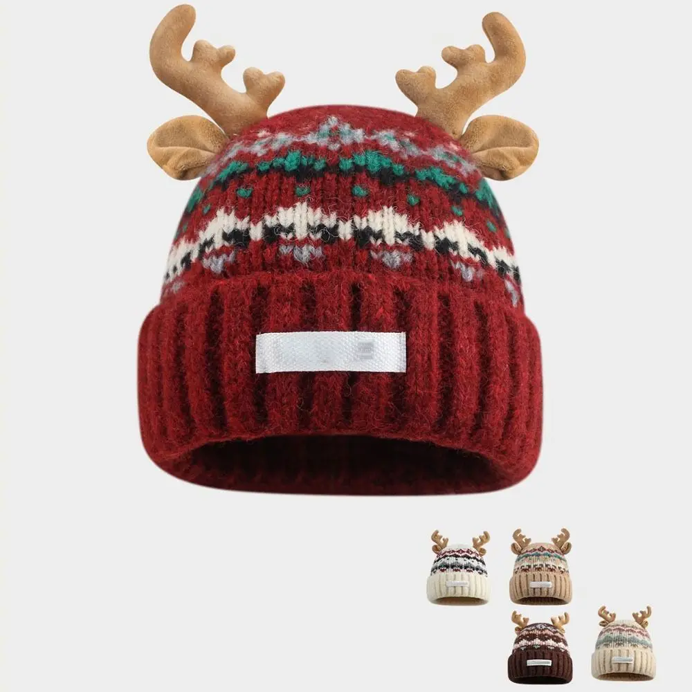 Nouveau chapeau de cerf tricoté Protection des oreilles Festival chaud chapeau de bois de noël coupe-vent élastique oreille rabat chapeau en plein air