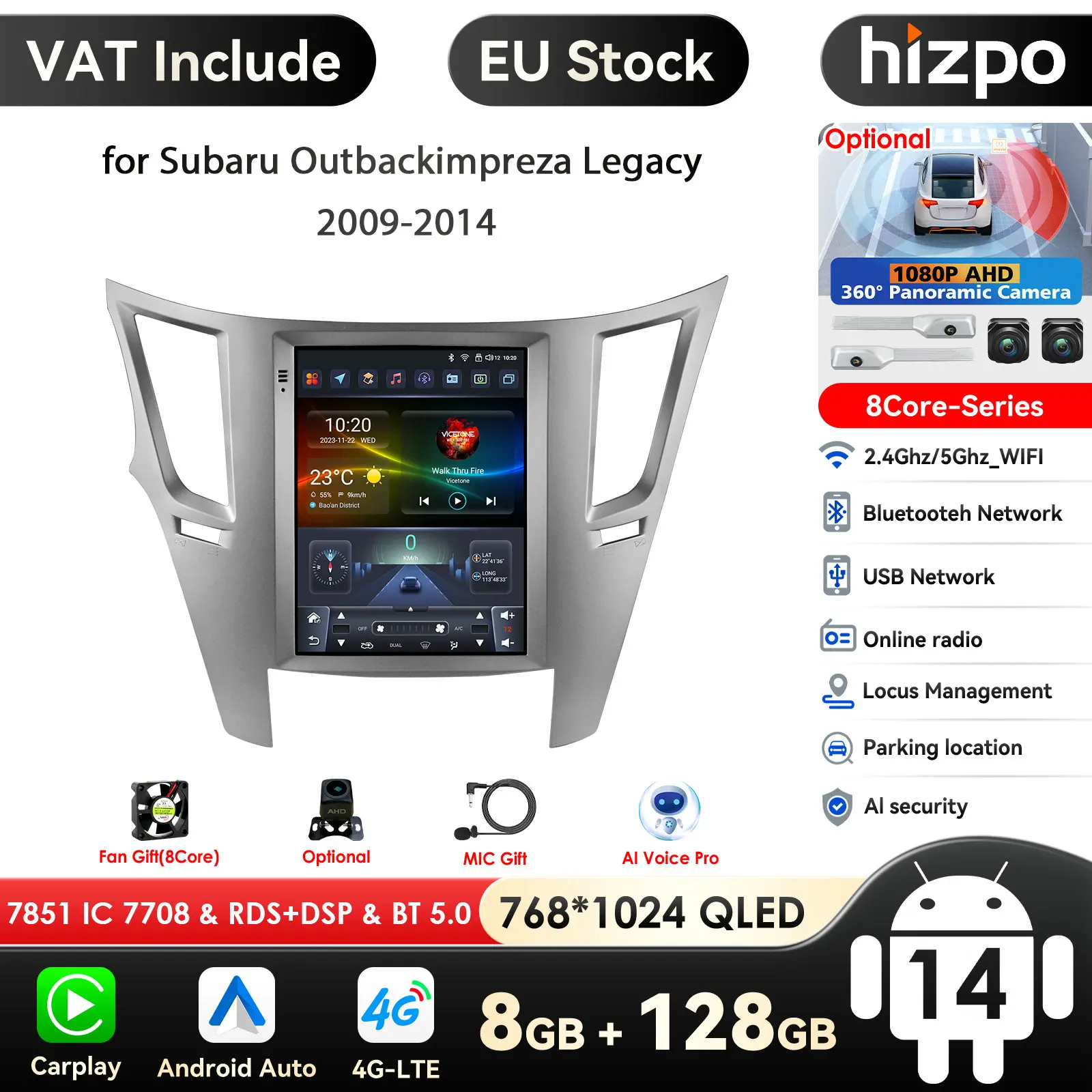 Autoradio Android 9.7 pour Subaru Outback Lmpreza Legacy 2009 – 2014, lecteur multimédia Harmon Kardon, Carplay stéréo 4G
