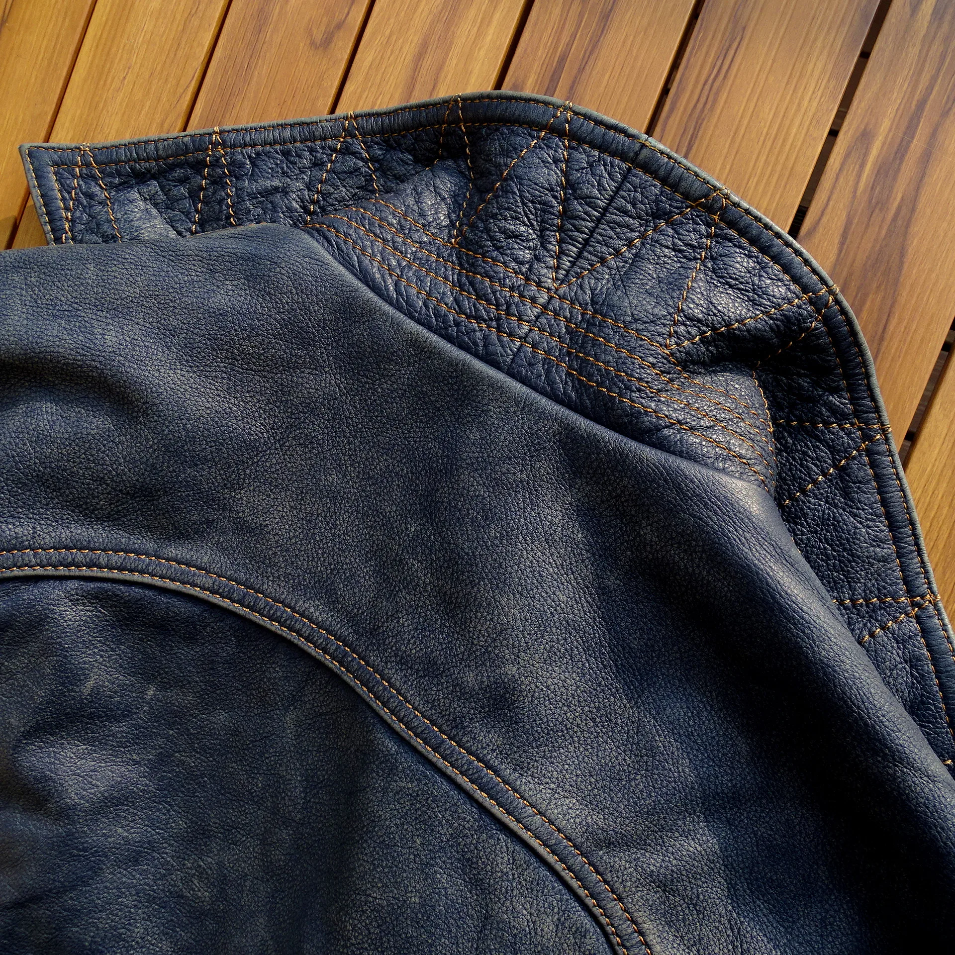 عملية جديدة [مطحنة حجرية مغسولة لصنع القديم] لينة شمعية البنغال النيلي الشاي الأساسية جلد العجل حقيبة أمريكية زهرة الدنيم