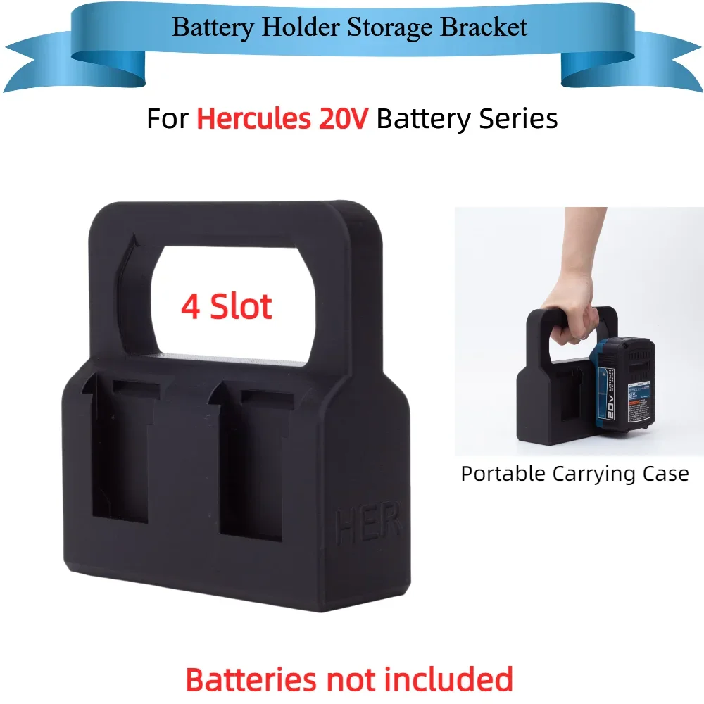 

For Hercules 20V Battery Series Portable 4 Slot Carrying Case Battery Holder Storage Bracket - Holds 4 Batteries（NO Batteries）