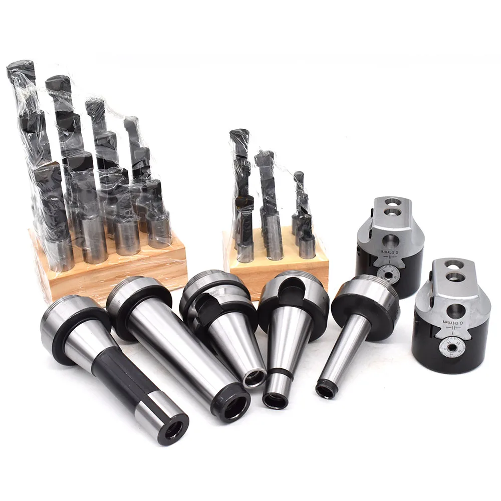 1set MT2 MT3 MT4 F1 holder with 2 inch 50mm Boring head with 12mm 9pcs Boring Bar For Rough Milling Machine Tool