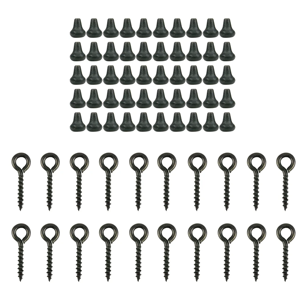 Hirisi 70 Stück Karpfenangeln Zubehör Angelhaken Köder Schraubenstopper Gummiperle für Ronnie Spinner Rig Boilies Stoppen