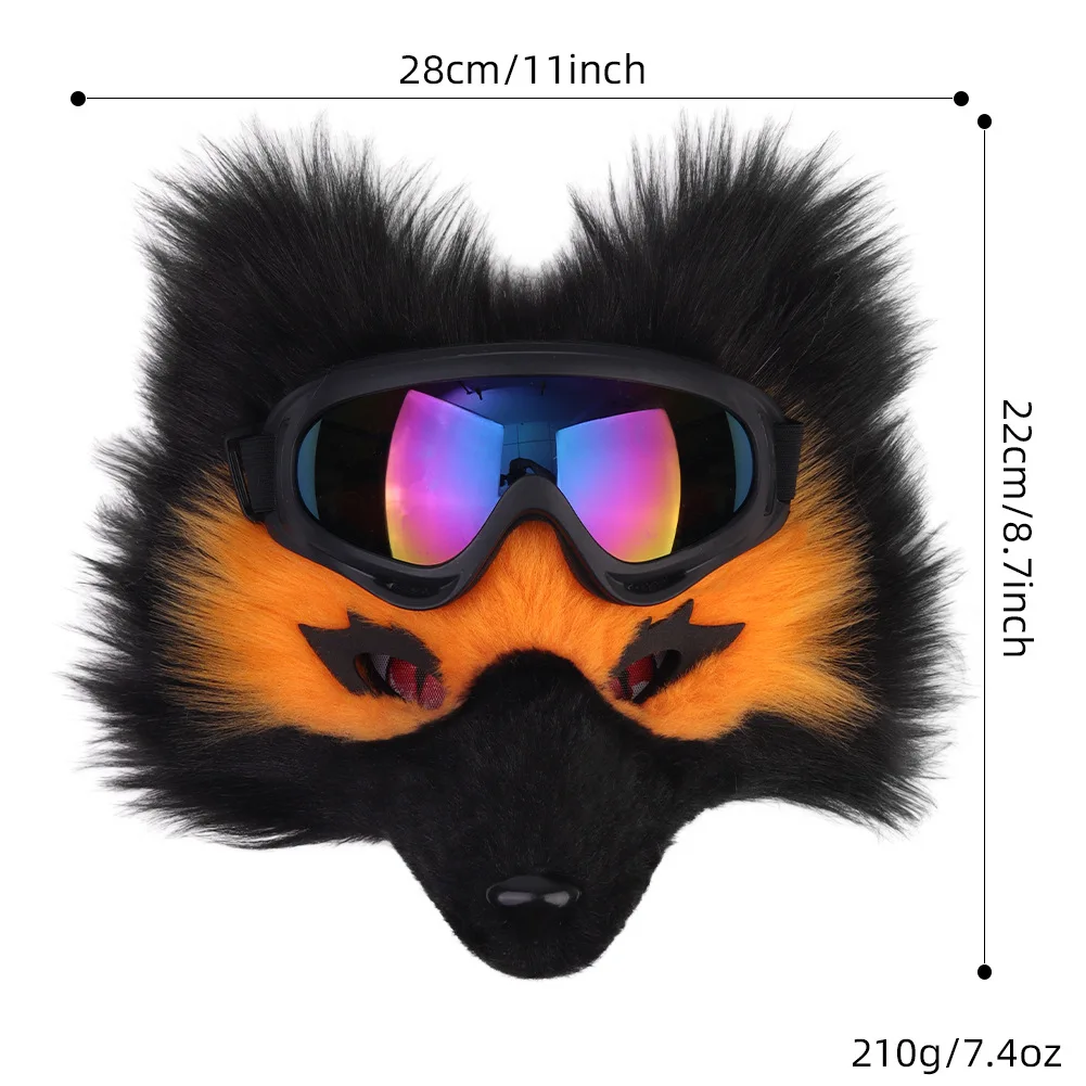 Simulated Fox Mask With Ski Goggles Cosplay Costume Animal Wolf Dog Mask sets Accessories Halloween Party Costumes